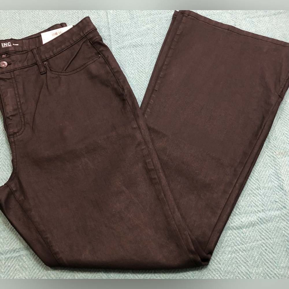INC Black Coated Flare Jeans